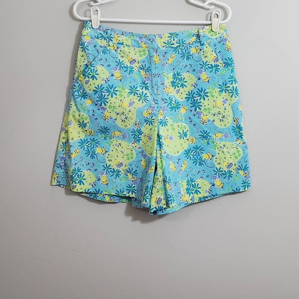 Lilly Pulitzer "Swing" Mouse Golf Print Cotton Blend Shorts
